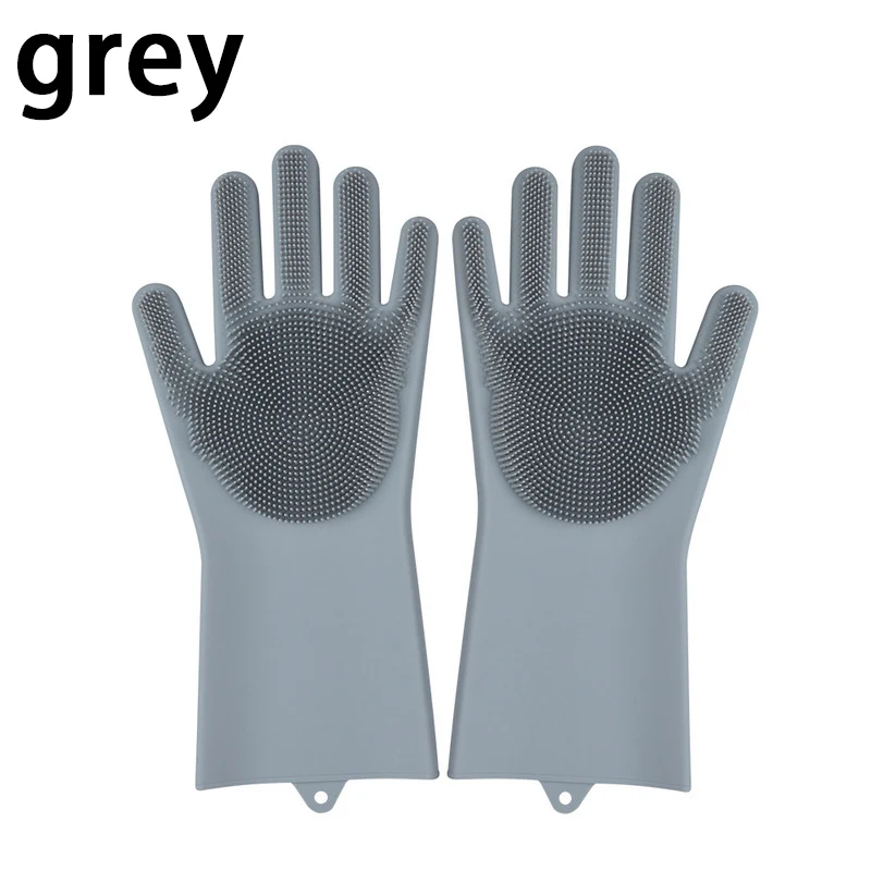 Gray Перчатки для мытья посуды Волшебные силиконовые блюдо моющиеся перчатки Кухня аксессуары кухонные приспособления для очистки автомобиля Pet Кисть - Цвет: Gray