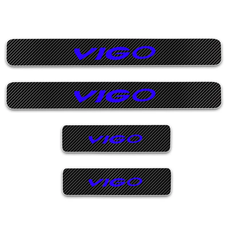 

4PCs Door Threshold Guard For Toyota REVO VIGO Car Door Sill Scuff Plate Protector 4D Carbon Fiber Vinyl Sticker Car Accessories