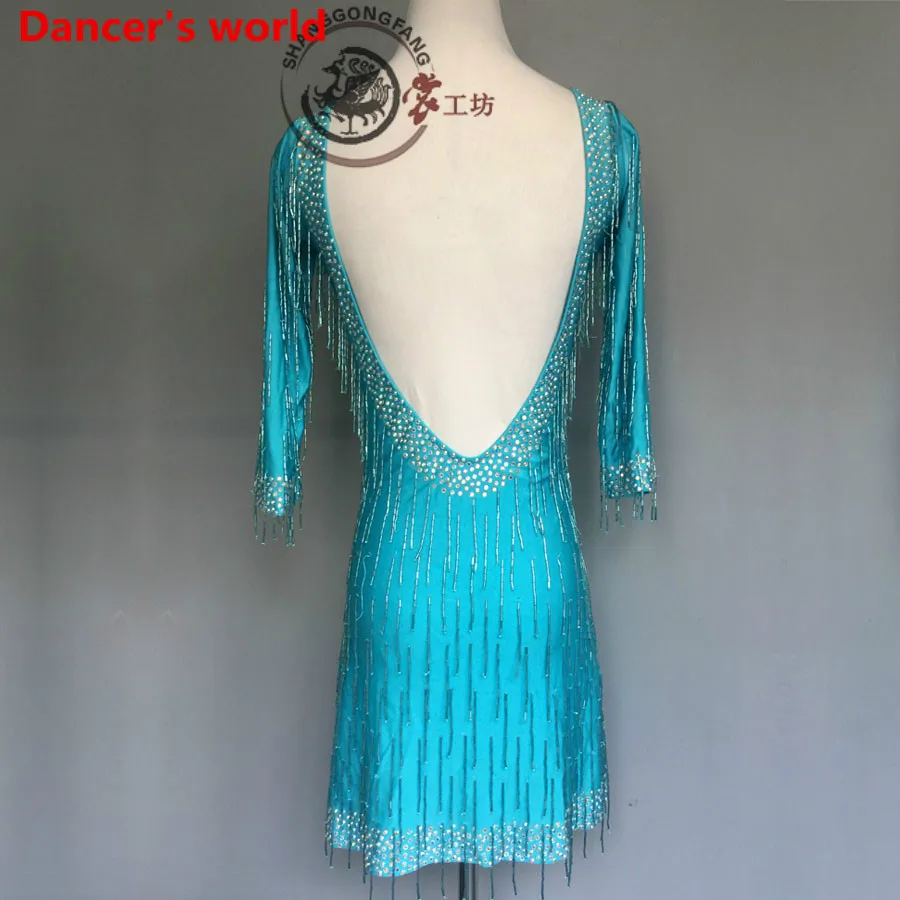 Настраиваемые цвета платье с кисточками для латинских танцев женское длинными