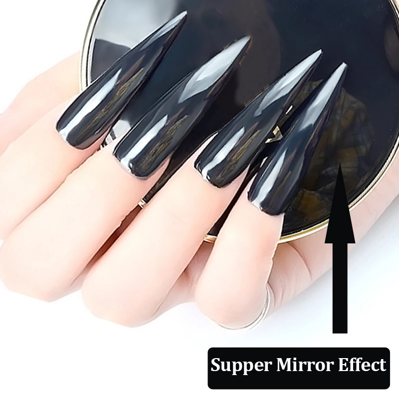 1 г волшебный зеркальный черный блестящий порошок для ногтей сверхгладкая