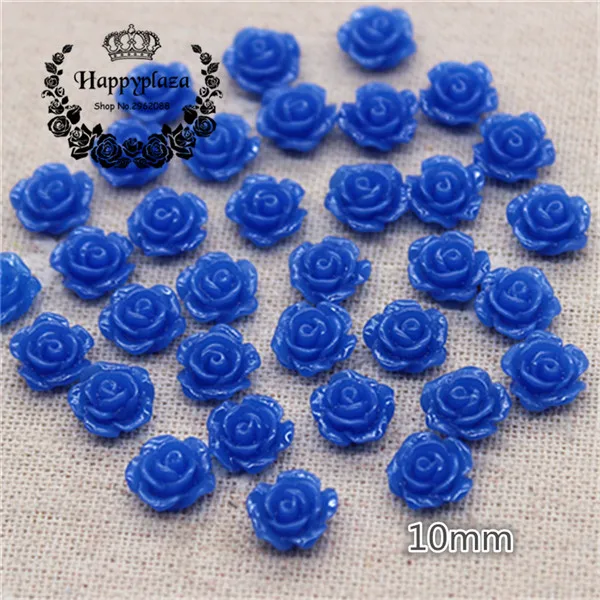 dark blue 100pcs 100 шт 10 мм Разноцветные милые цветы из полимера, розы с плоским основанием Кабошон DIY Ювелирные изделия/ремесло украшения - Цвет: dark blue 100pcs