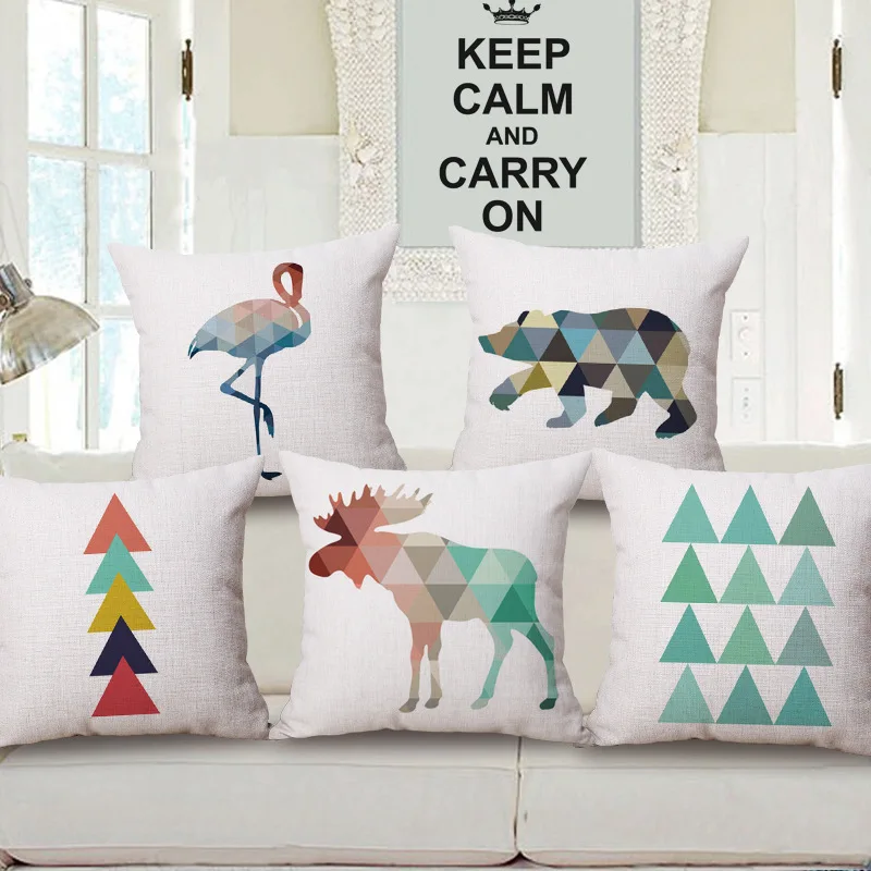 Геометрическая Красочная Печатная Подушка льняная абстрактная короткая подушка