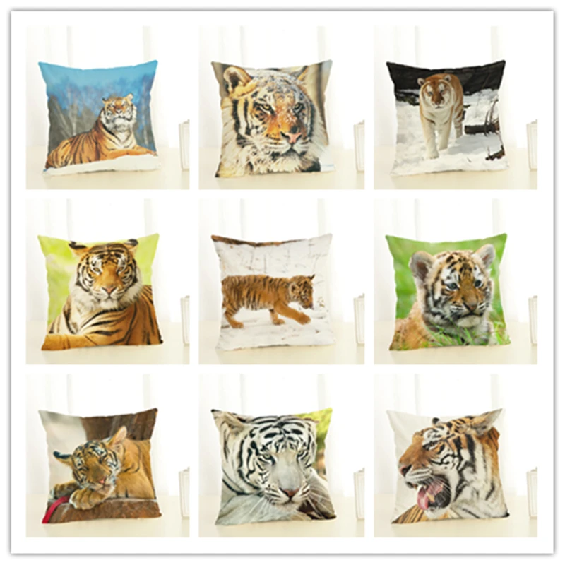 Наволочка для дивана с тигром домашний Декор 45x45 см льняная квадратная наволочка
