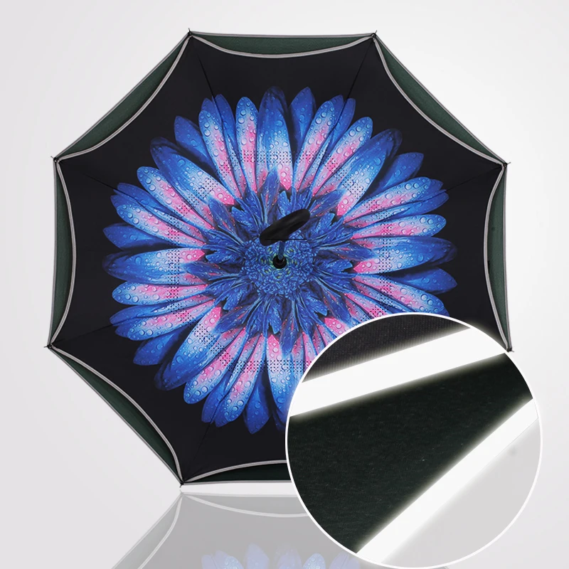 Обратный автоматический зонт пятого поколения двойной слой перевернутый