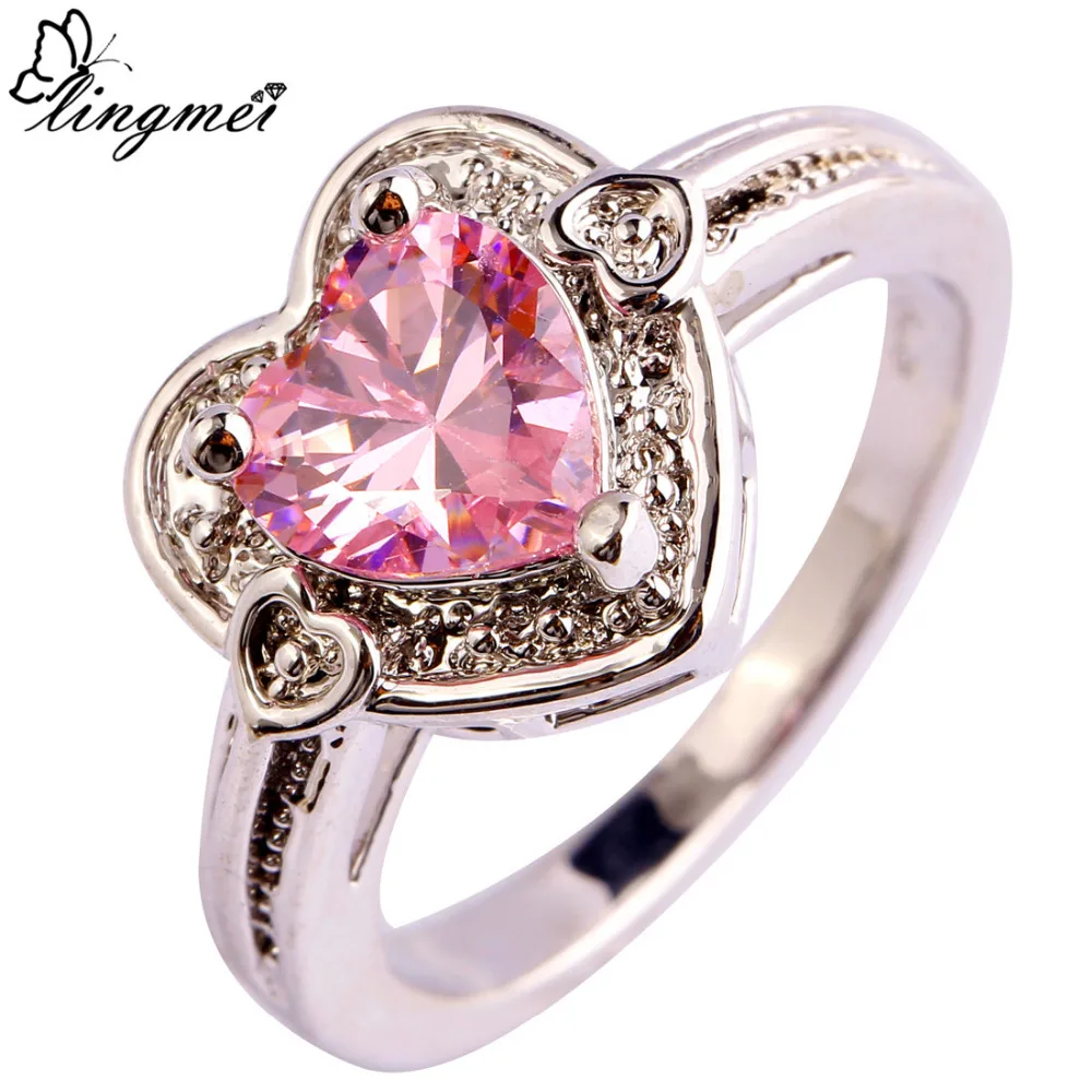 Женское кольцо с розовым фианитом Размеры 6 9 10|ring size|jewelry ringsring size |