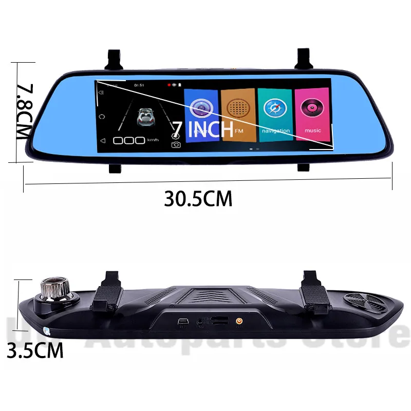 4G Двойной объектив Full HD 1080 P Видеорегистраторы для автомобилей с 7 дюймовым сенсорным удаленный монитор зеркало заднего вида с gps и Камера Android WIFI Bluetooth