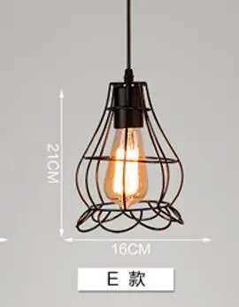 

loft retro creative D/E/F shape iron pendent lamp E27 led bar dining room living room decor single drop lights A162