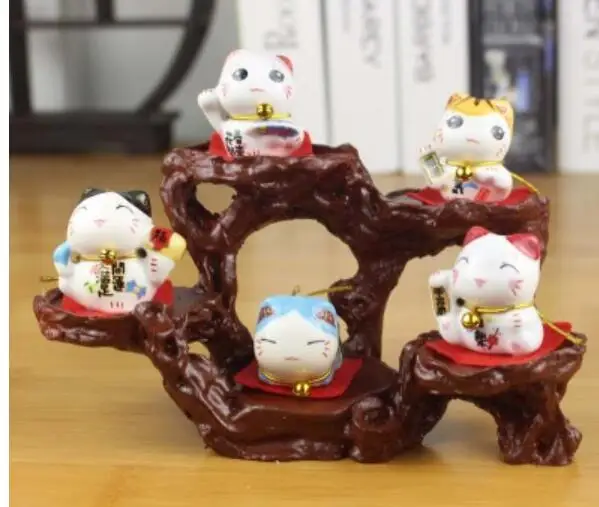 

Mini desktop cute Japanese - style small fortune cat opened shop till living room home car sitting room decoration Crafts Arts