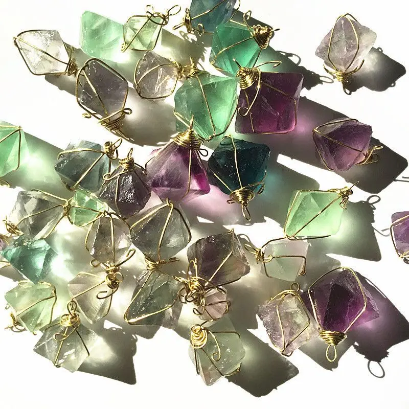 

Natural fluorite octahedral crystal pendant