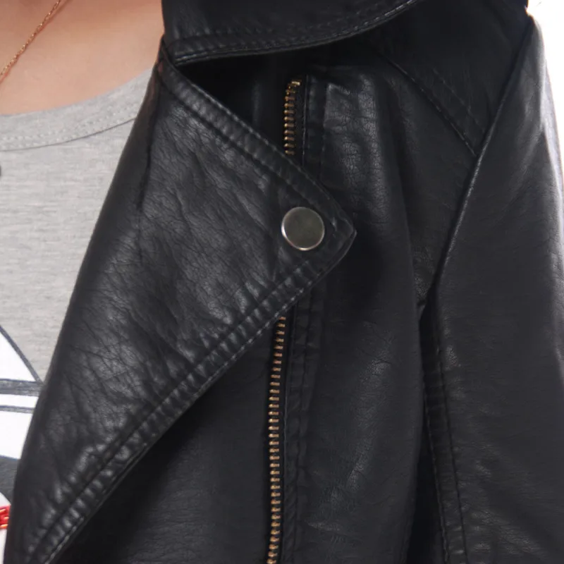 2019 new female hot pu leather zipper body leather jacket short jacket handsome leather