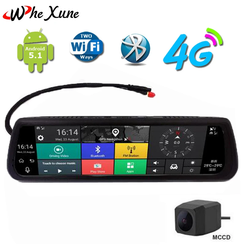 WHEXUNE 2018 Новый 4G специальное зеркало автомобиля dvr камера 10 &quotПолный сенсорный