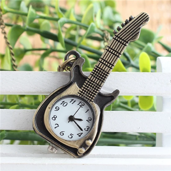 2019 ретро хит продаж гитара Форма ожерелье с свитером карманные модные кварцевые
