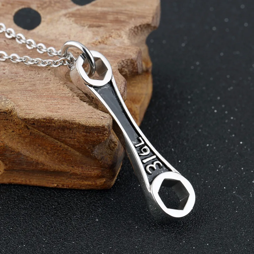 Punk Male Rock Pendant Necklace 316L Stainless Steel Mini Wrench Men Hip Hop Jewelry Gift | Украшения и аксессуары