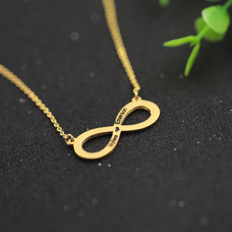 Индивидуальный кулон бесконечности с гравировкой ожерелье двумя именами