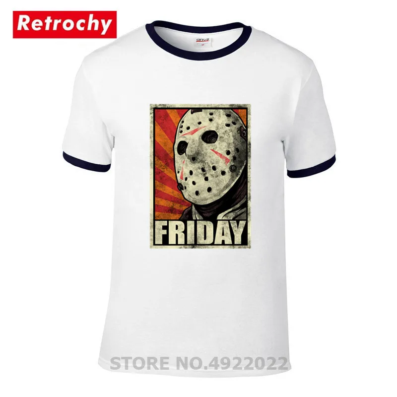 Мужская хлопковая футболка с коротким рукавом Jason Voorhees принтом маска ужаса на