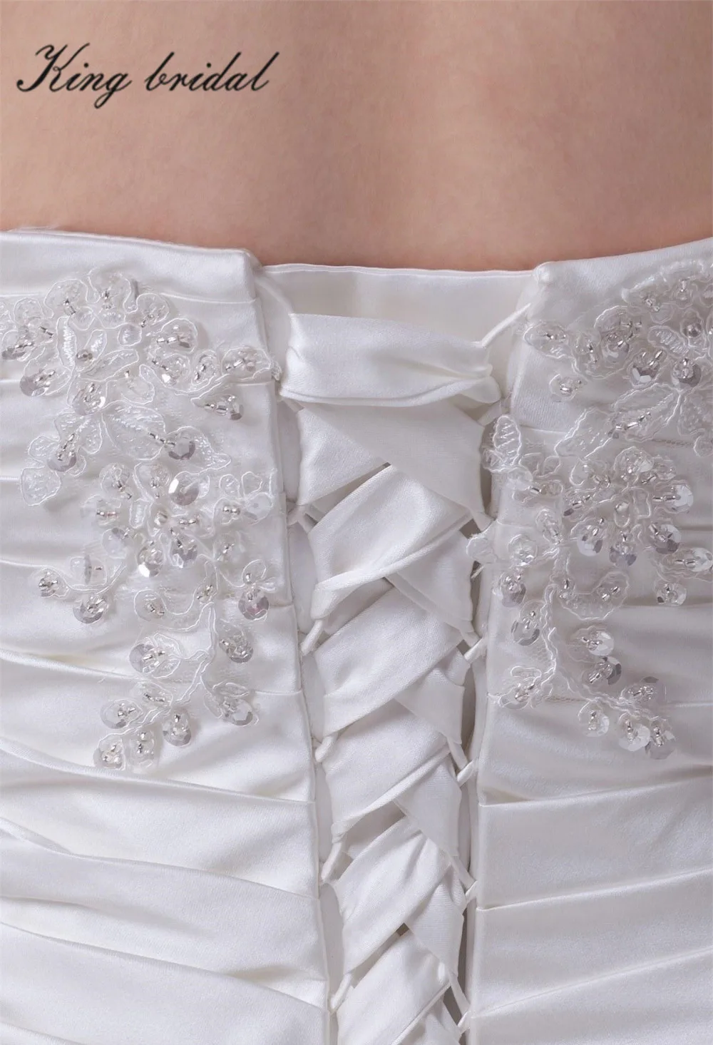 Аппликация Line Милая Суд Поезд Атласная Свадебное Платье 2017 Белый шнуровке