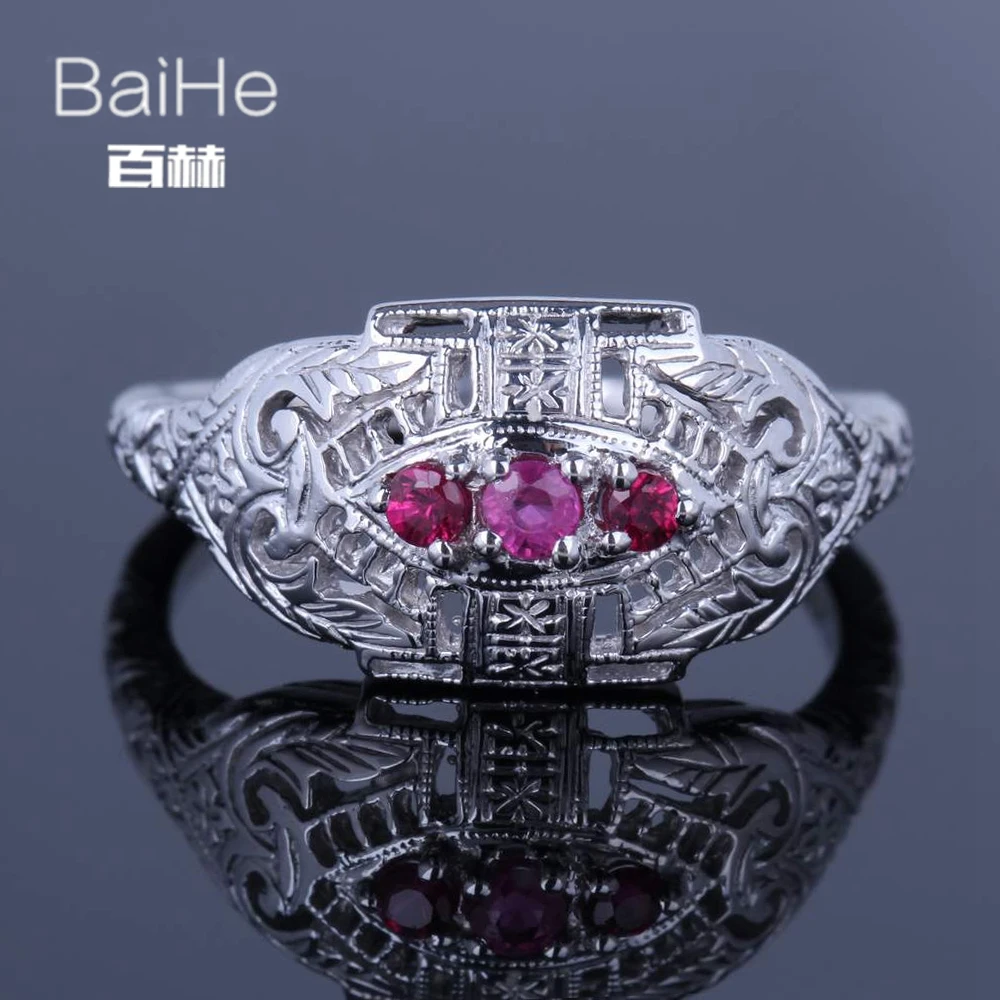

Кольцо обручальное BAIHE с круглым Рубином 0,21 карата, белое золото 14 к, свадебный подарок, модные ювелирные украшения для женщин, кольцо с руби...