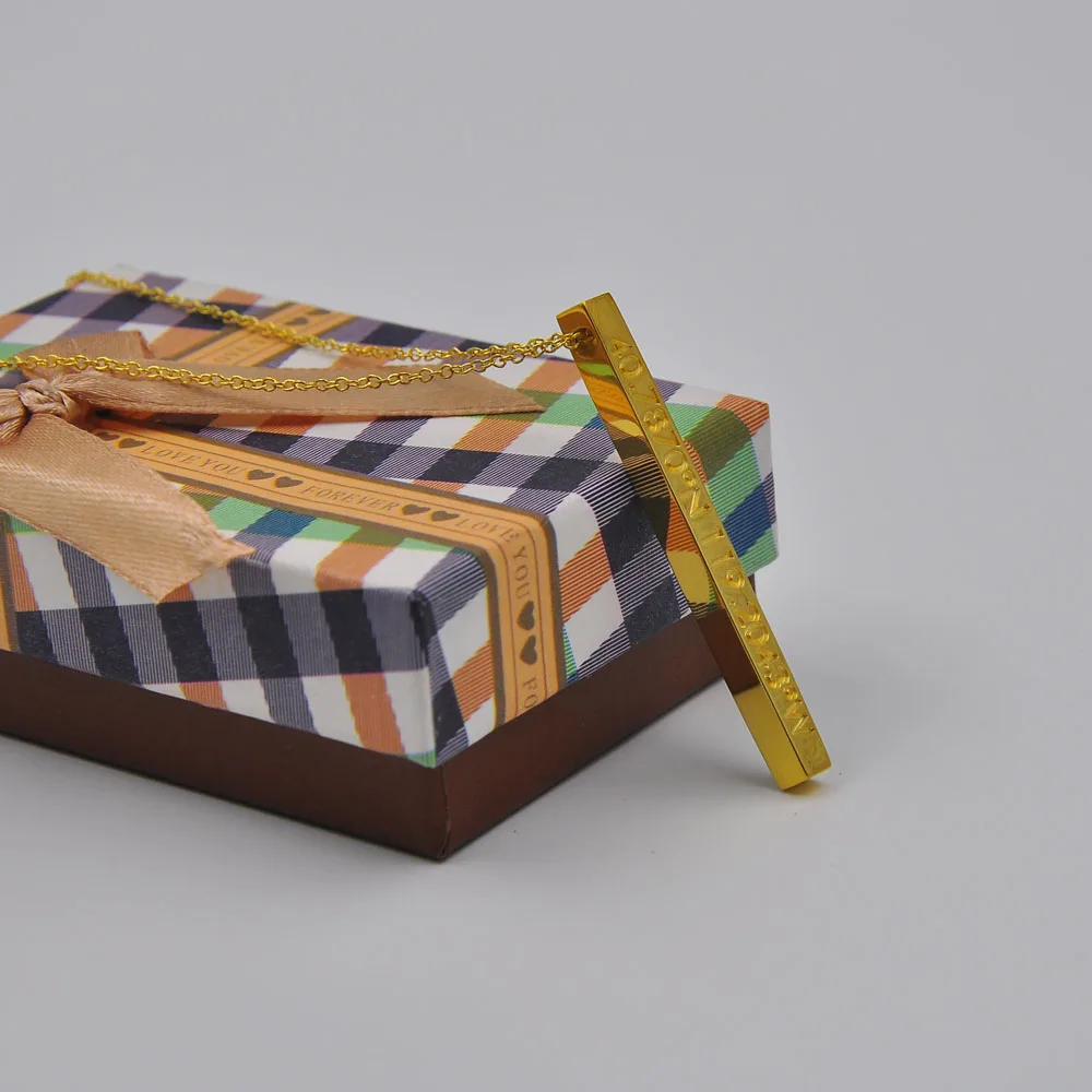 2020 New Trend 3D Vertical Bar pendent Engraving Custom four sides Squar Personalized necklace Memorial Jewelry | Украшения и