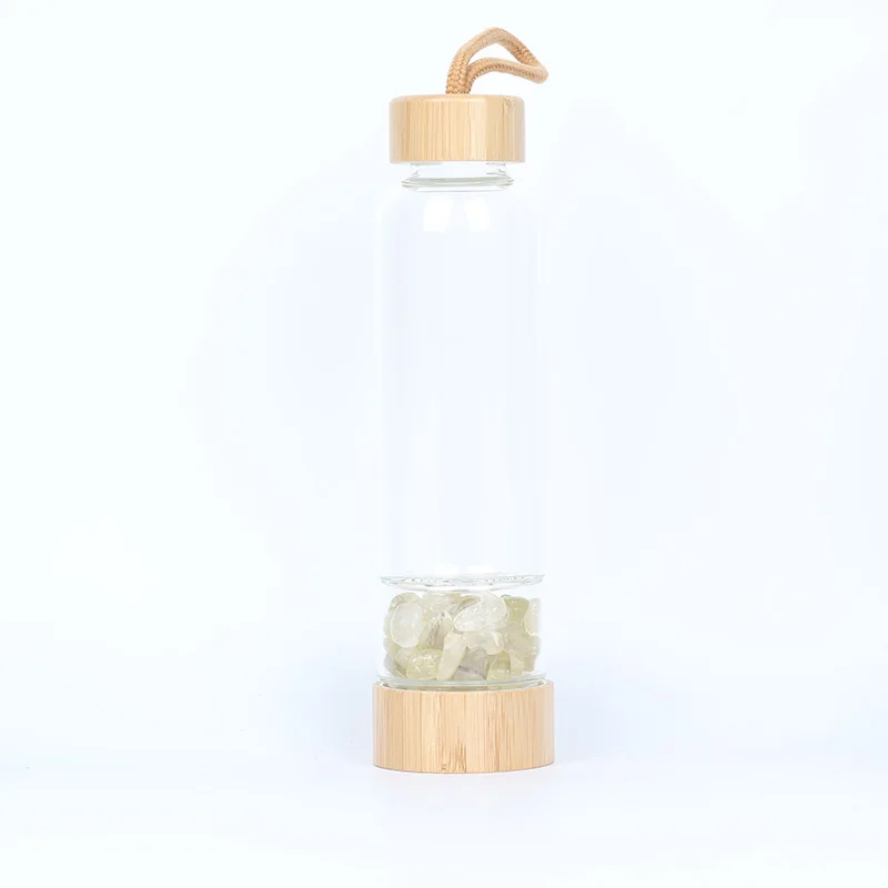 Yellow Кристаллическая бутылка для воды с драгоценным камнем, бамбуковым камнем, кристаллическая стеклянная бутылка с гравием, неравномерный камень, бутылка для воды для напитков - Цвет: Yellow