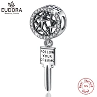 eudora genuine 925 sterling silver star key charms lettering pendant necklace for diy bracelet for women diy fine jewelry z89