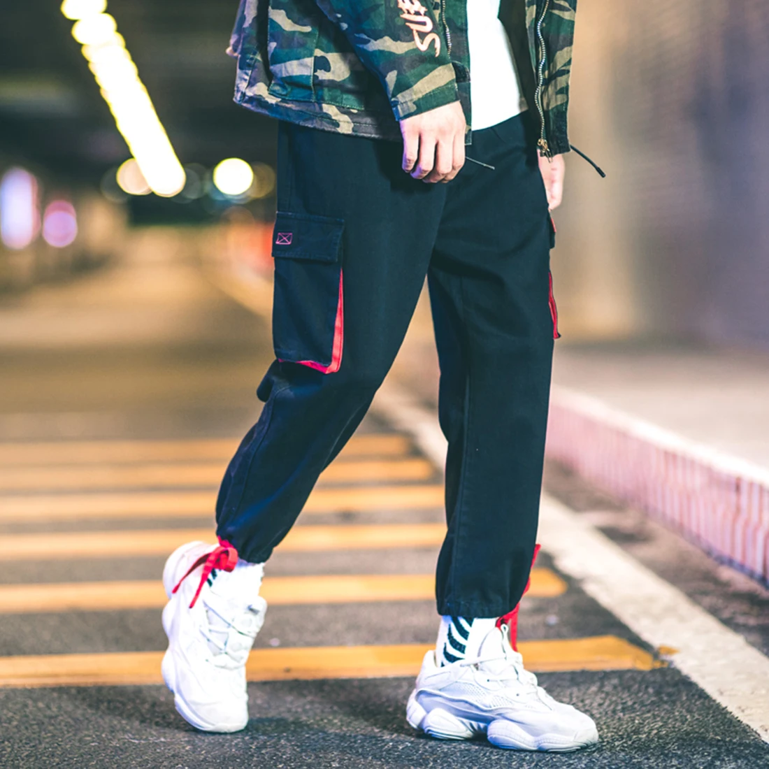Aelfric Eden модные мужские Штаны карго Jogger боковые цветные накладные карманы 2018 High