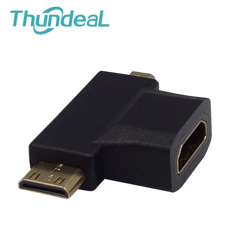 Thundeal Высокоскоростной 1080P 3 в 1 V1.4 HDMI Женский к мини микро Мужской Разъем адаптер 90