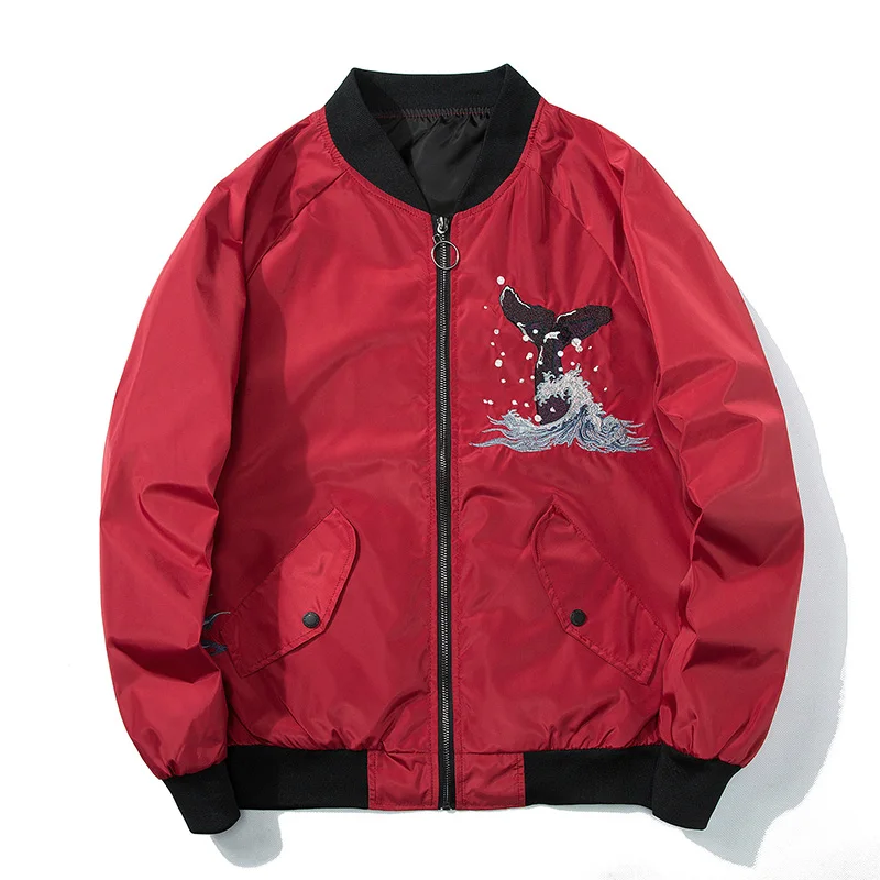 

New Men's Jacket Embroidery dolphin MA1 Man and woman Bomber Jacket Outwear Lovers Coat Bomb Baseball Jackets Couple Plus Size
