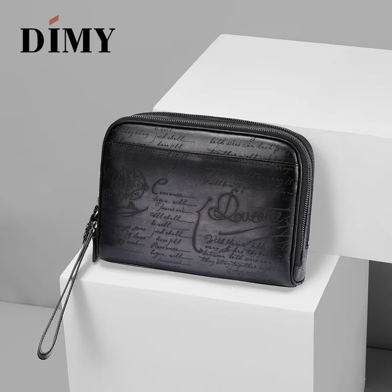 

DIMY ручная работа, натуральная кожа, большие клатчи, сумки для мужчин, брендовая винтажная деловая сумка на двойной молнии, клатч, сумка для м...