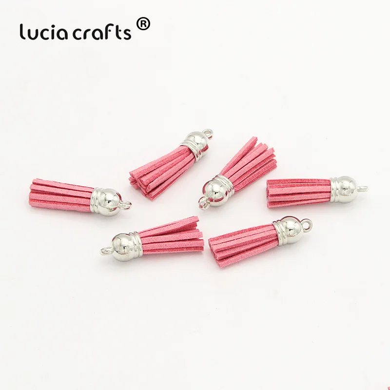 Color9 12pcs Lucia crafts 12 шт/24 шт замшевый брелок с кисточками на ремешке для мобильного телефона, ювелирные подвески, 4 см, Кожаные Кисточки с серебряными крышками I0103 - Цвет: Color9 12pcs