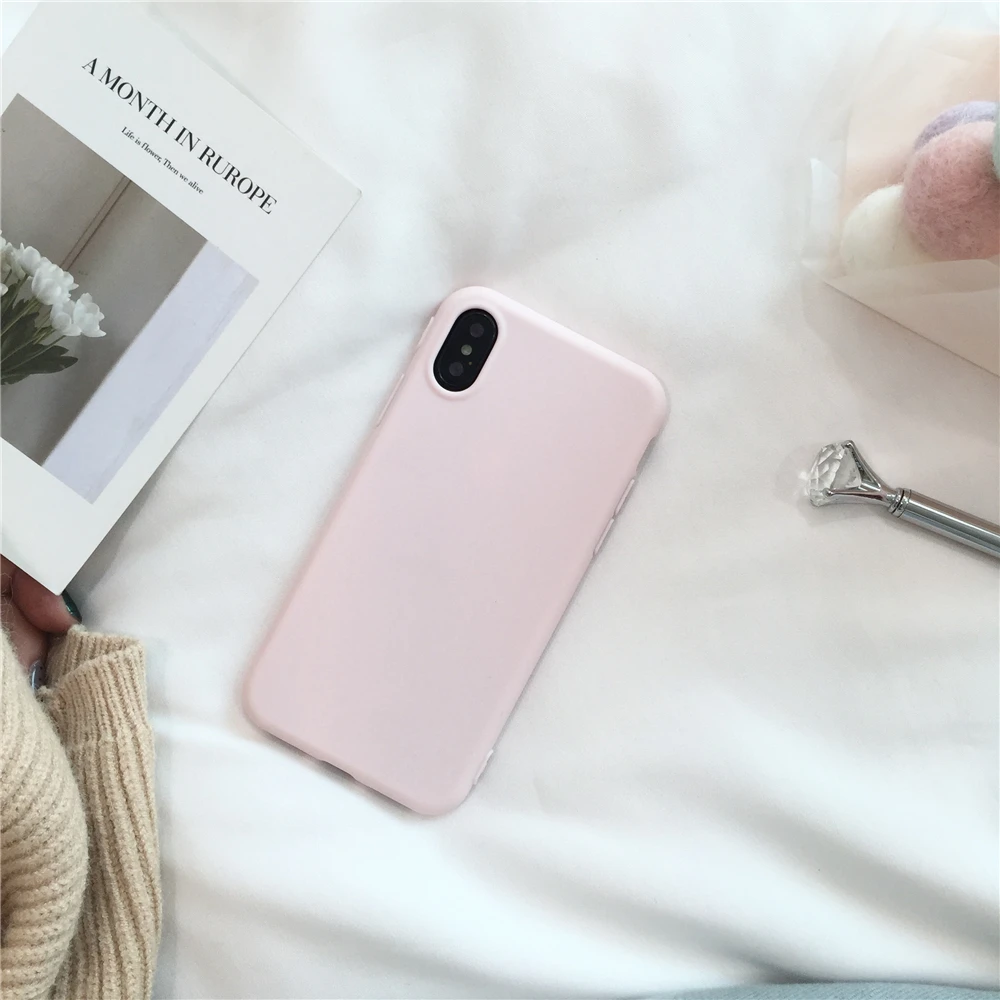 Розовый чистый цвет чехол для iphone 7 Чехол плюс телефонные чехлы Модные конфеты