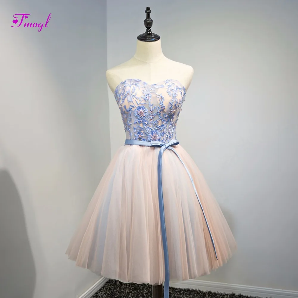 Fmogl Очаровательное платье без бретелек с аппликацией на шнуровке для выпускного
