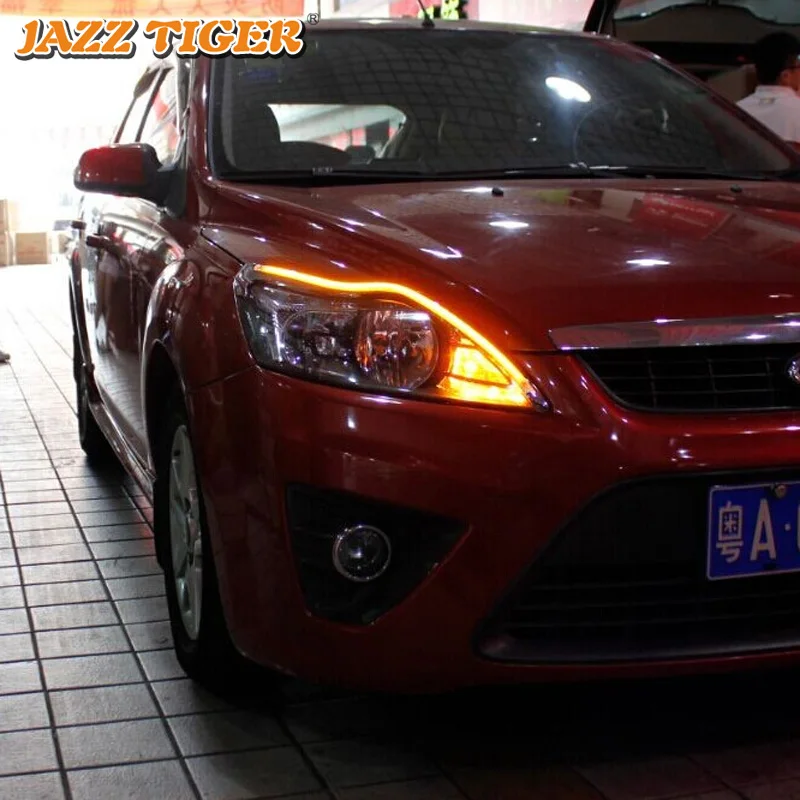 Джаз тигр 2 шт. украшение для автомобильной фары желтый указатель поворота 12V DRL