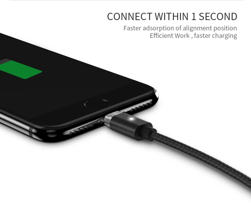 Магнитный зарядный кабель WSKEN 2 в 1 для iPhone 6, 7, 8 Plus, X, samsung, Xiaomi, 8 pin, IOS, Micro usb, светодиодный кабель для быстрой зарядки