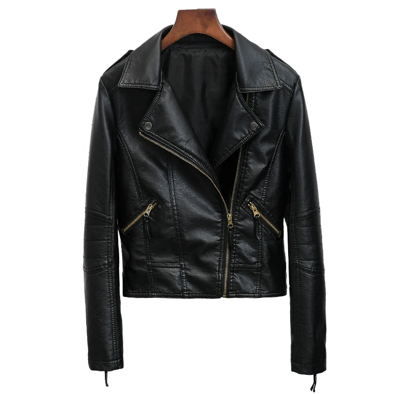 Горячая новинка 2017 модное дамское крутое пальто из искусственной кожи черная