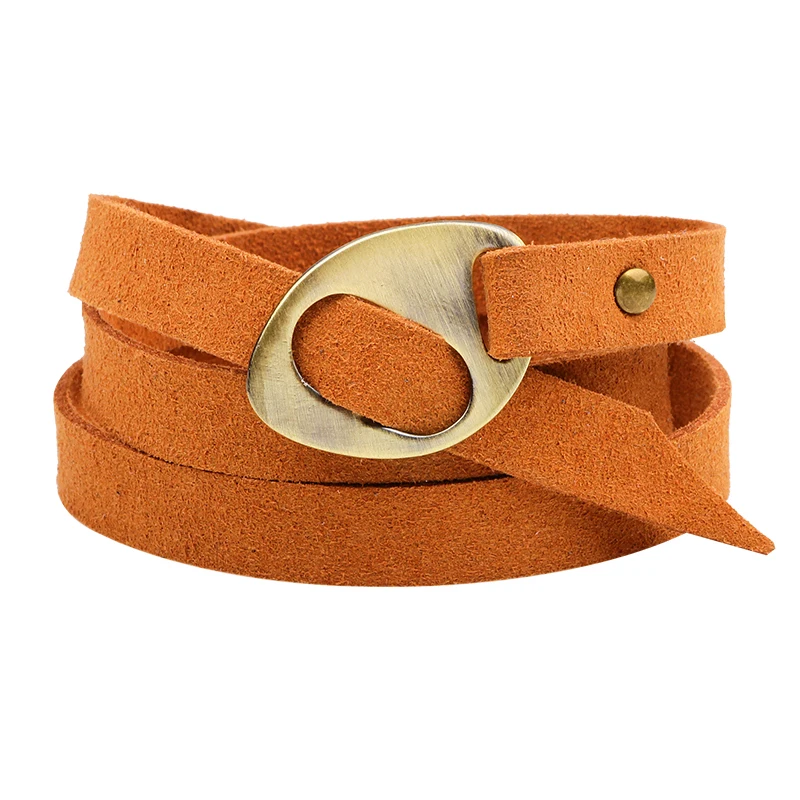 Высококачественный модный кожаный браслет с запахом винтажный коричневый и