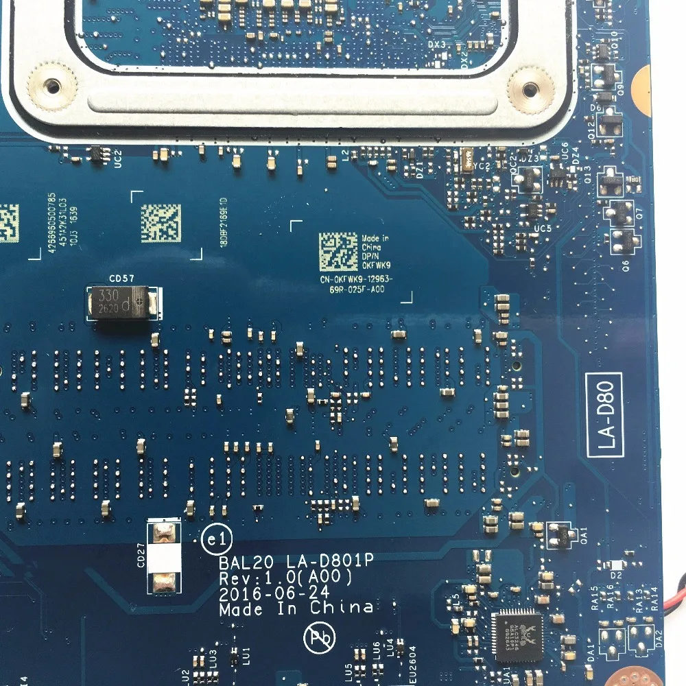 CN-0KFWK9 KFWK9 для DELL 5567 5767 материнская плата портативного компьютера с i7-7500u процессор BAL20 LA-D801P DDR4 тестирование Быстрая