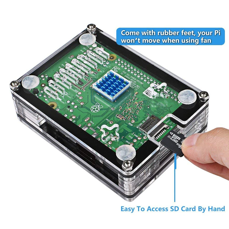 Чехол для Raspberry Pi 3 9-слойный акриловый чехол с охлаждающим вентилятором |
