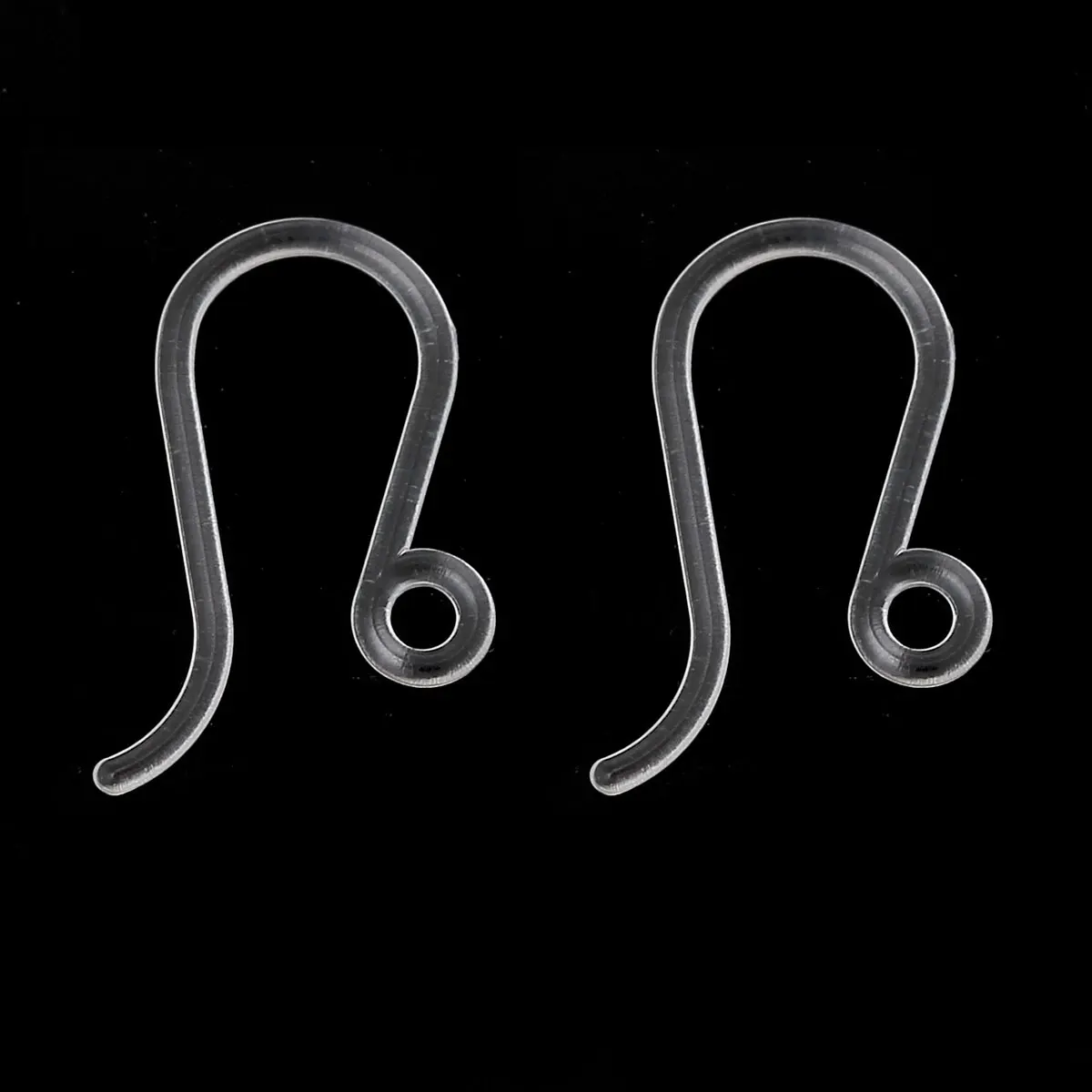 

DoreenBeads 0.7mm Plastic Ear Wire Hooks Earring Findings Transparent W/ Loop 17mm(5/8")x 8mm(3/8"),20 PCs