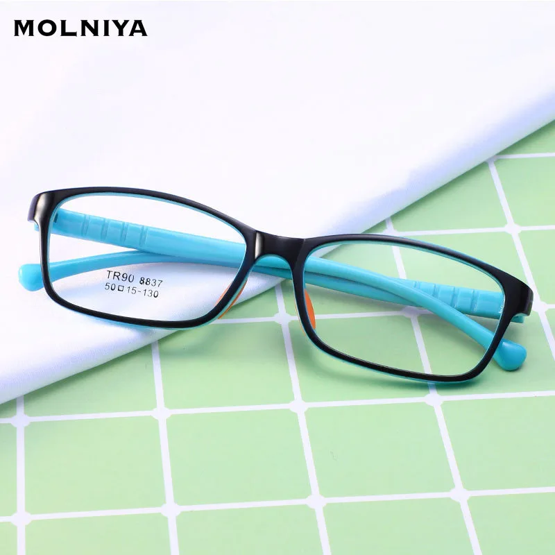 Новинка TR90 для девочек ультралегкие квадратные очки оправы мальчиков