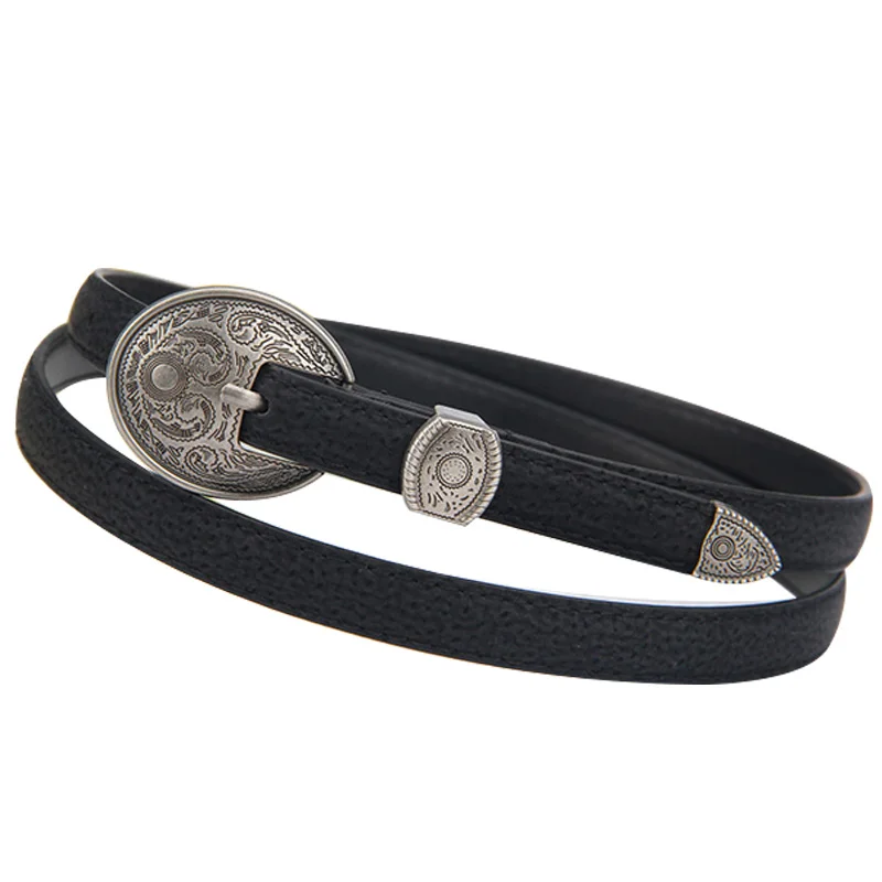 Earnda Новый брендовый женский ремень ретро серебряный круглый с пряжкой для дам