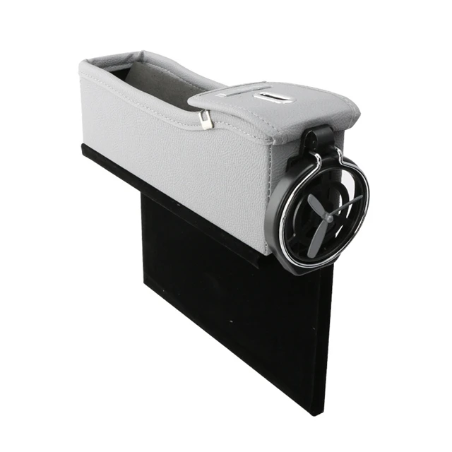 Gray right Автомобильное сиденье щелевая промежность ящик для хранения автомобиля многофункциональный держатель для чашки кожаный кошелек телефон монеты сигареты карманные аксессуары - Название цвета: Gray right