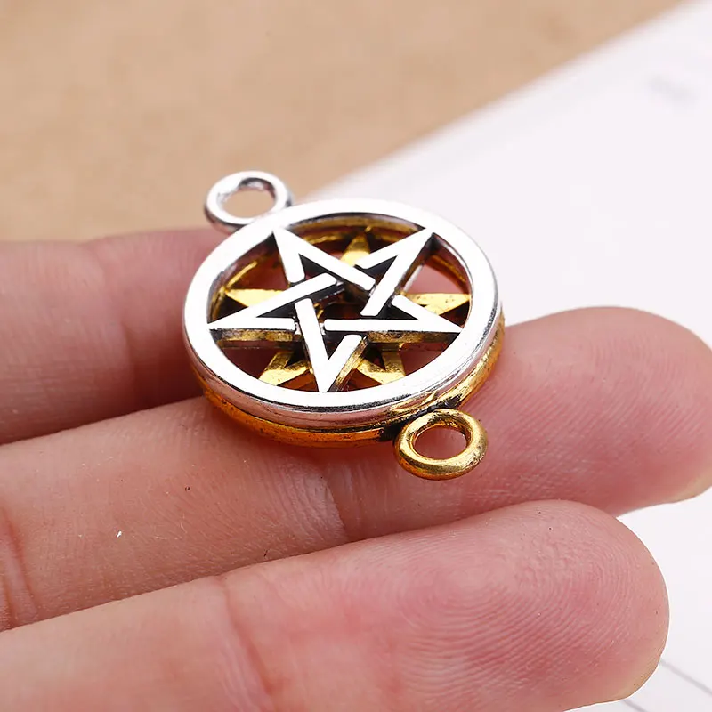Двухсторонние Подвески с пентаграммой для браслетов DIY фурнитура и компоненты