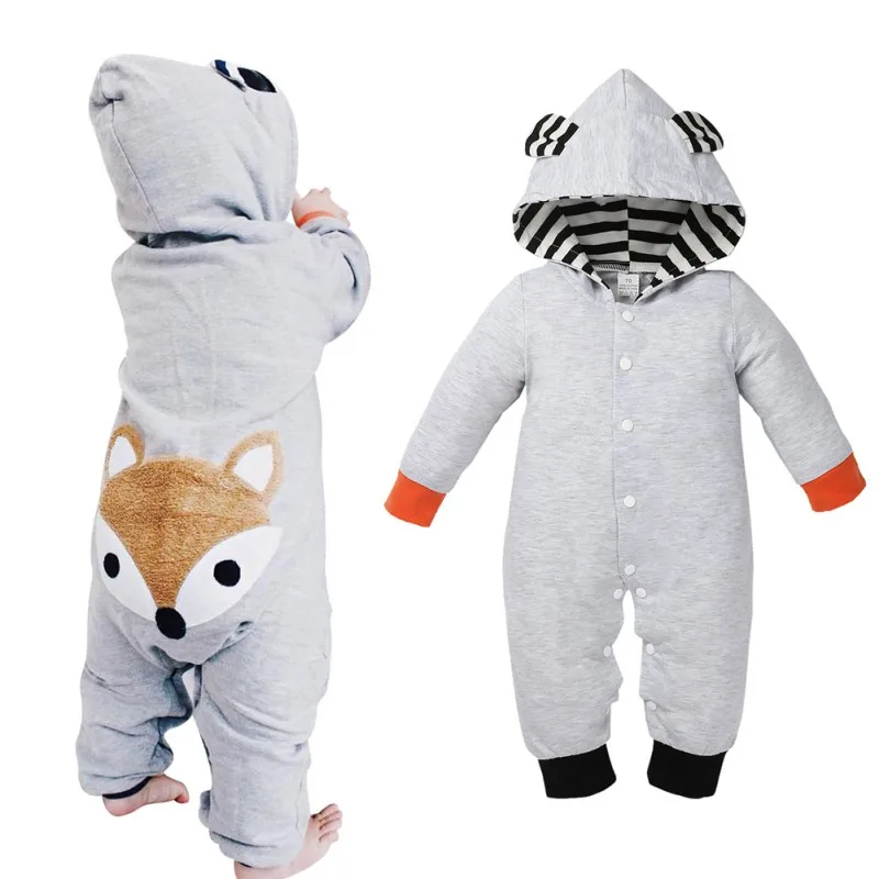 Baby Romper Set Cartoon Animal Clothes Fox Suit Girl Dress Hooded Winter | Детская одежда и обувь