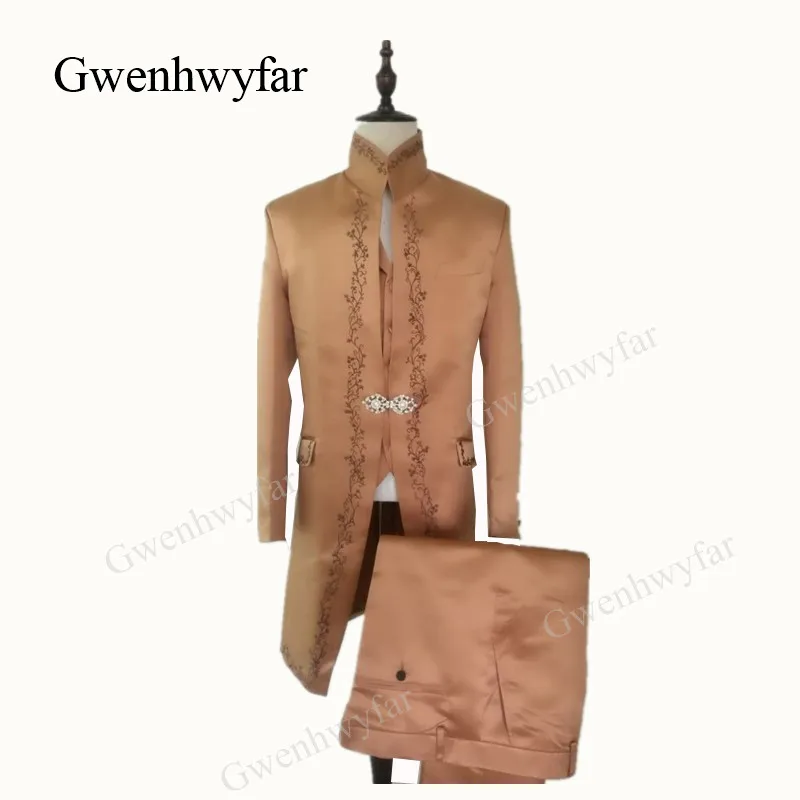 Gwenhwyfar 2018 новый мужской классический костюм из трех предметов с вышивкой