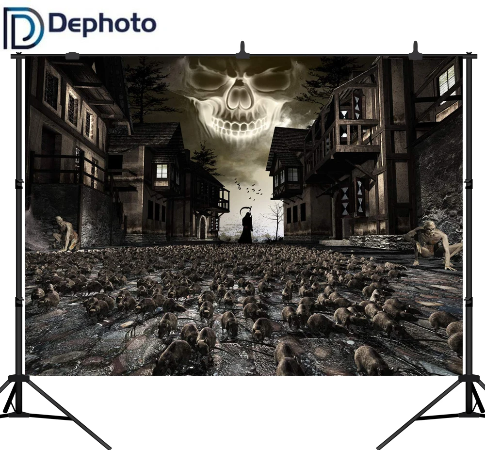 Dephoto фотография Фон ужасный Грим жнец руины дома плотная Мышь Хэллоуин