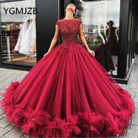 long ball gown prom dresses 2019 beaded crystal appliques lace puffy evening dresses saudi arabia women formal prom party dress