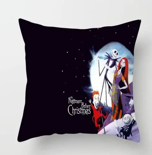 1 ZENGIA Nightmare Before Christmas Cushion cover GHOST Pillow cover Polyester Horror Throw pillows Sofa Decorative Pillow case - Color: 1