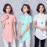 Большие размеры топы blusas feminina 2017 корейские весенне-летние женские рубашки белые