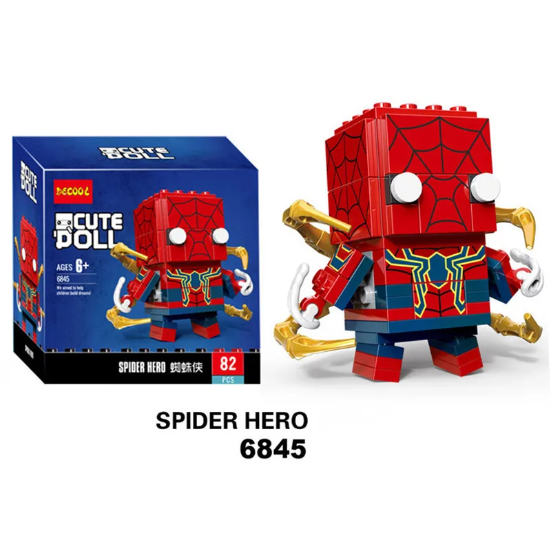 Новый бренд Brickheadz с эмблемами супергероев головы Лиги мира Железный человек