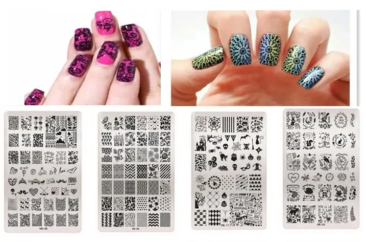 

High quality 11Design 14.5*9.5cm Flower Lace Nail Stamping Plates Stainless Steel Nail Art Stamp Template Manicure Nail Tools